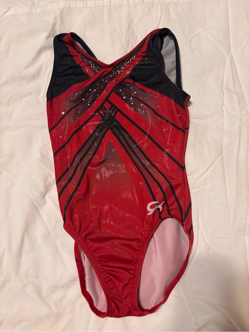 GK Red and Black Girls' Sparkle Gymnastics Leotard
